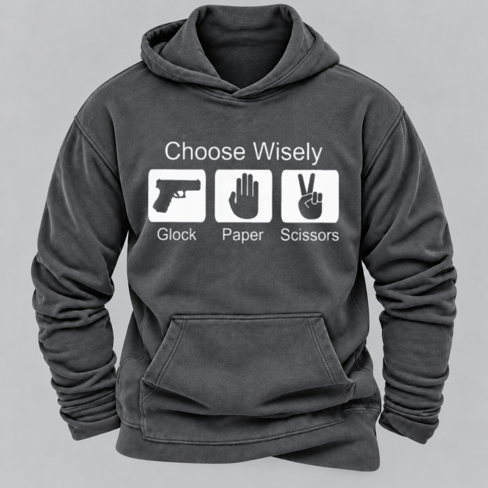 Choose Wisely Glock Paper Scissors Funny Gun Lover Graphic Hoodie