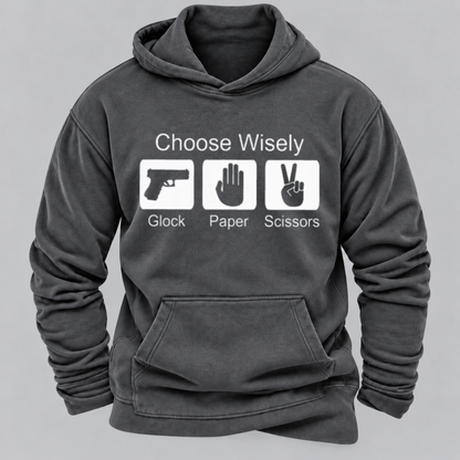 Choose Wisely Glock Paper Scissors Funny Gun Lover Graphic Hoodie