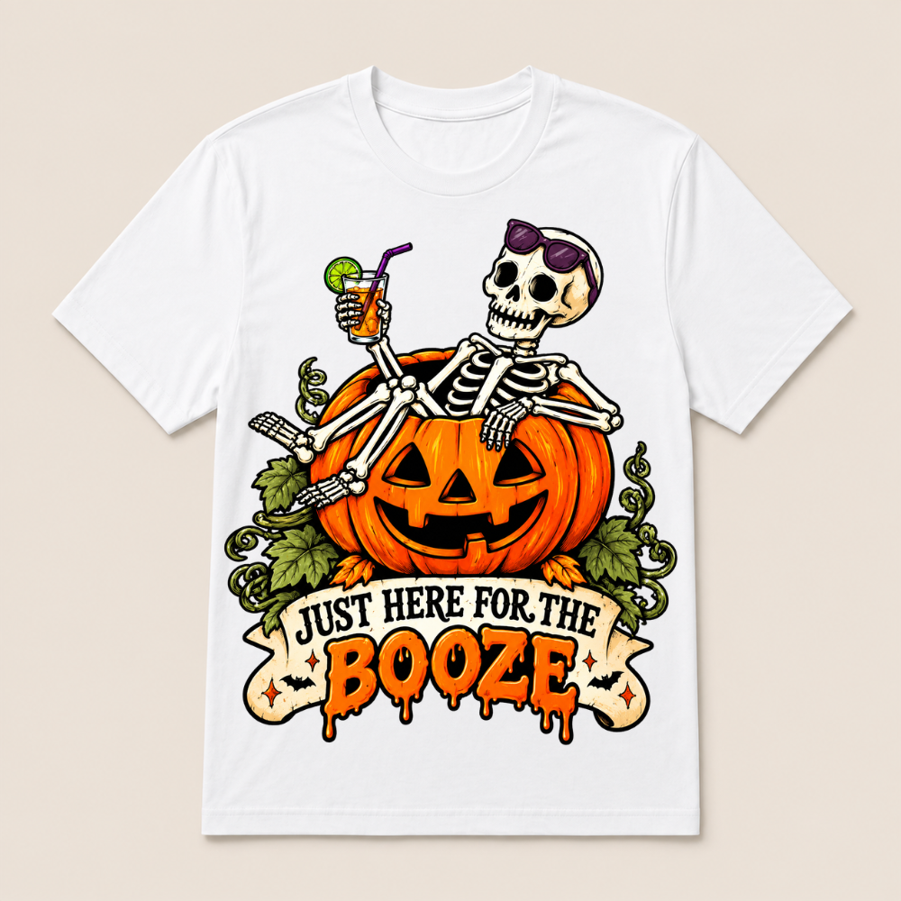 Just Here For The Booze T-Shirt, New Halloween Oversized Tee