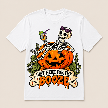 Just Here For The Booze T-Shirt, New Halloween Oversized Tee