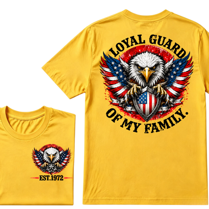 Loyal Guard Of My Family American Eagle USA Flag Patriotic T-Shirt EST.Year Family Protector Graphic Tee