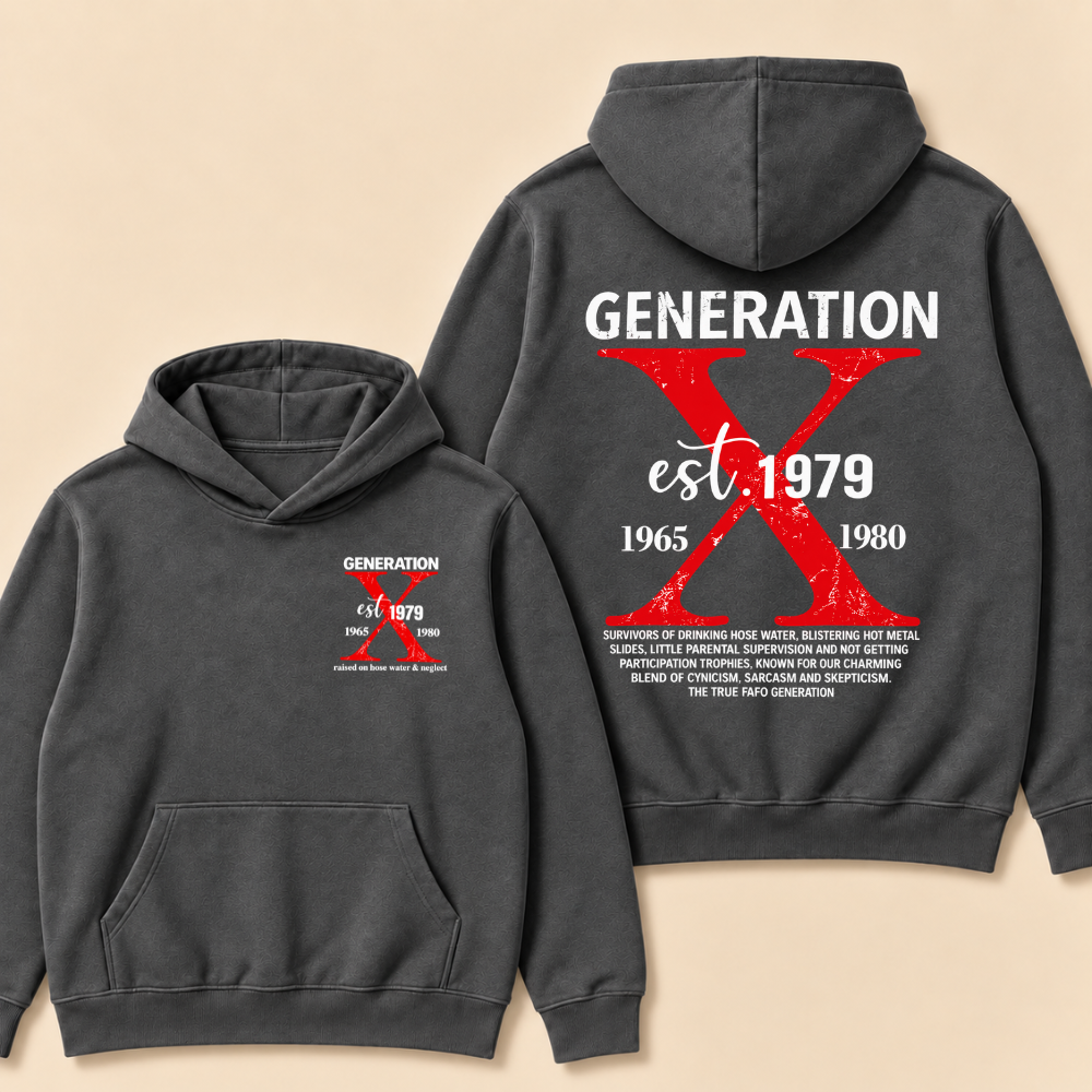 GENERATION X est. Year – Vintage Distressed Retro Hoodie Hoodie