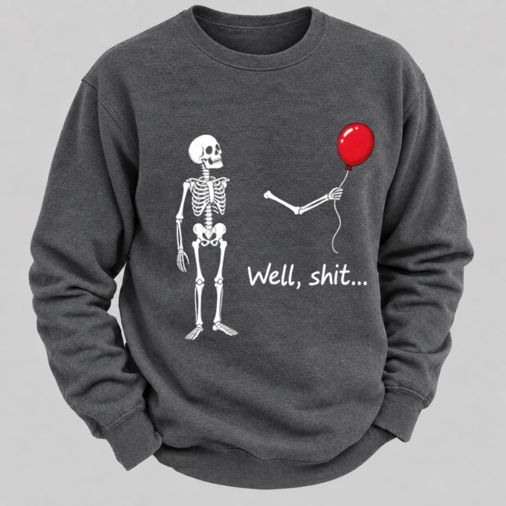 Funny Skeleton Red Balloon Graphic Sweatshirts