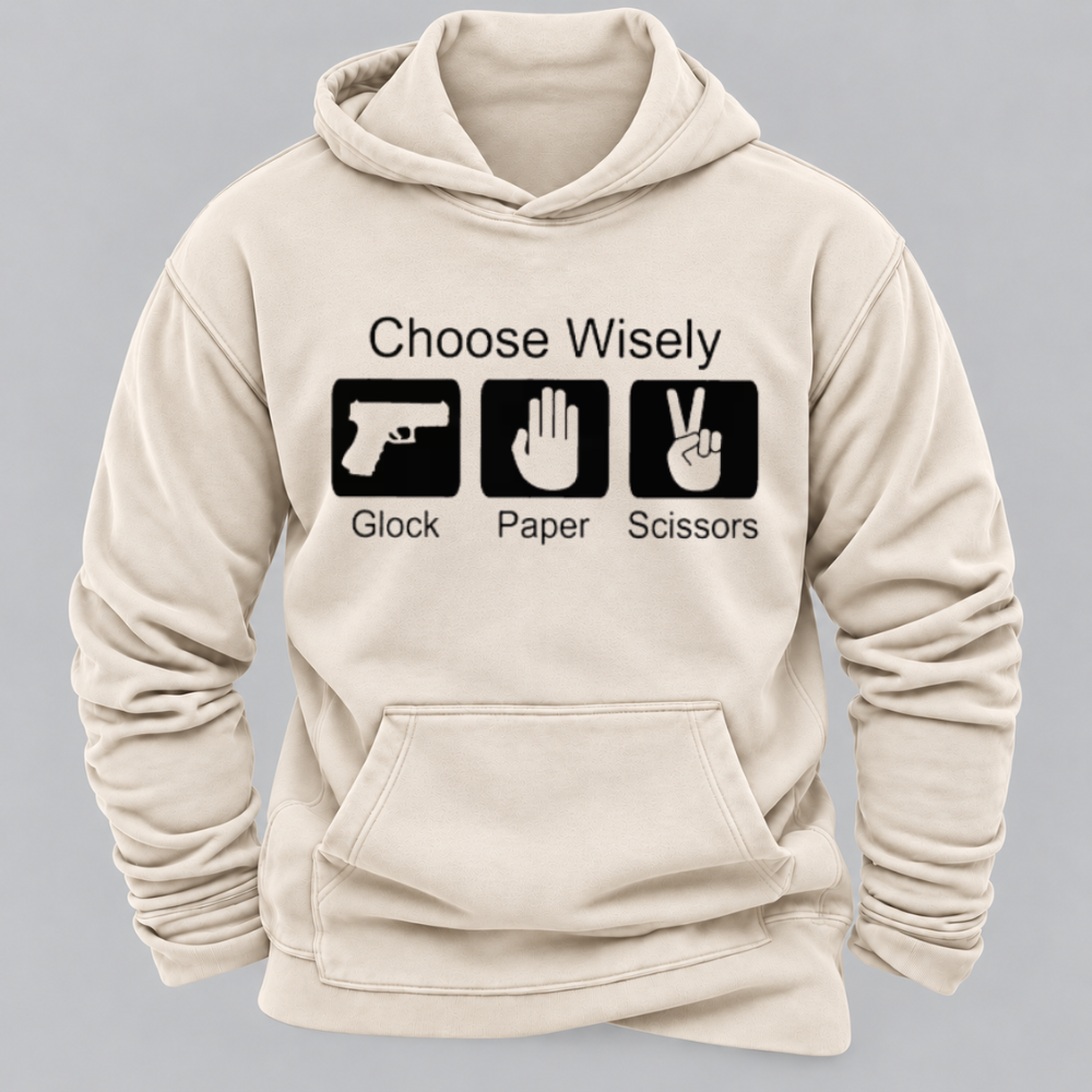 Choose Wisely Glock Paper Scissors Funny Gun Lover Graphic Hoodie
