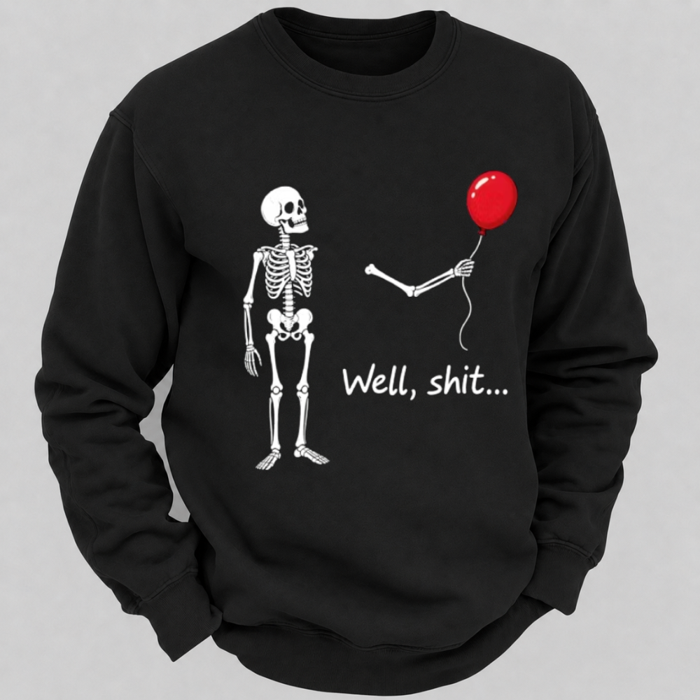 Funny Skeleton Red Balloon Graphic Sweatshirts
