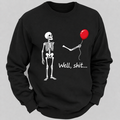Funny Skeleton Red Balloon Graphic Sweatshirts