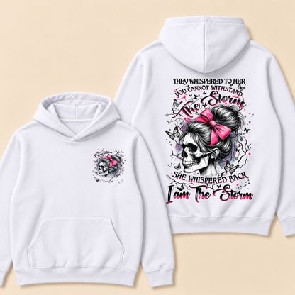"I Am The Storm" – Generation X Pink Bow Skull Retro Hoodie