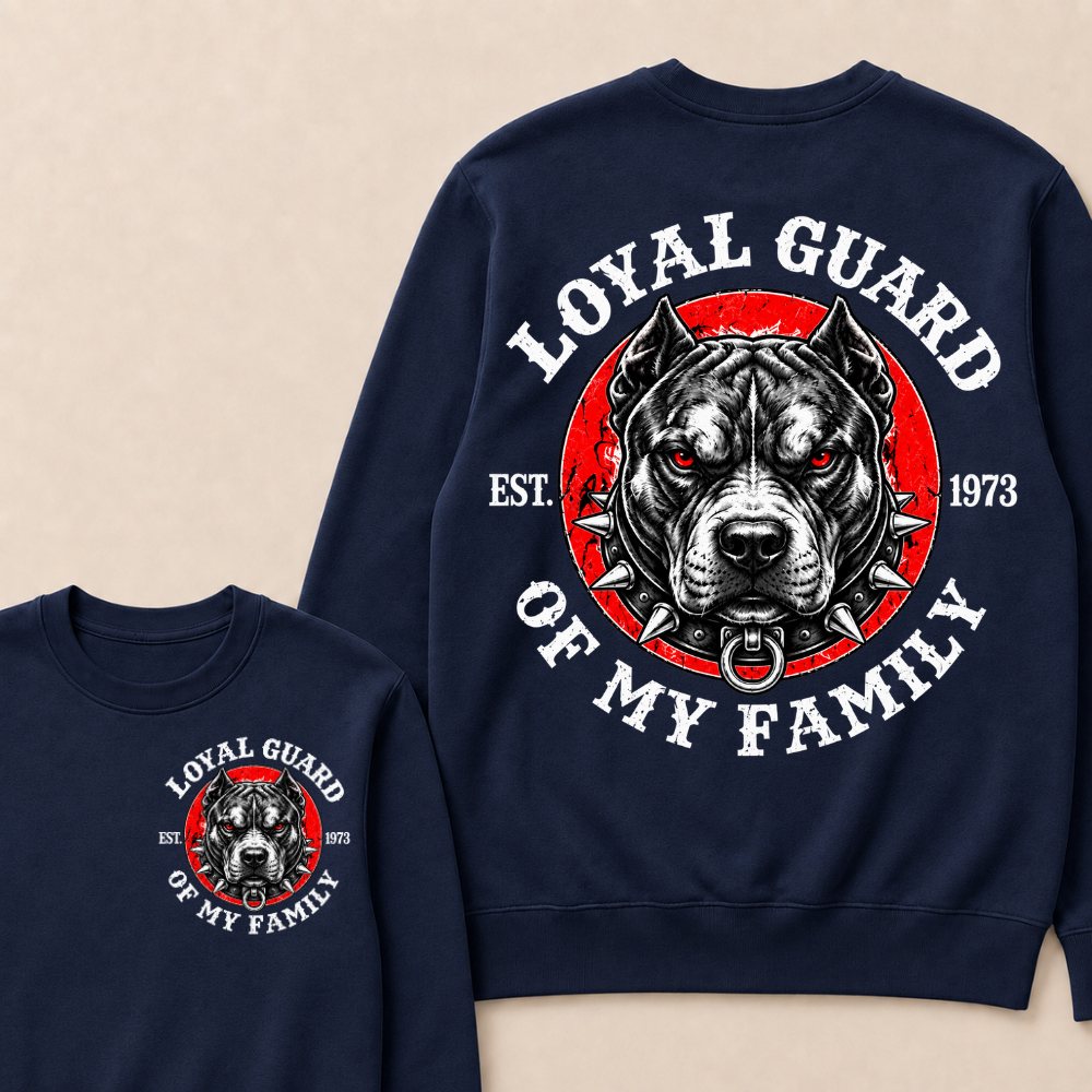 Loyal Guard Of My Family EST.Year Pitbull Dog Graphic T-Shirt Family Protector Sweatshirts