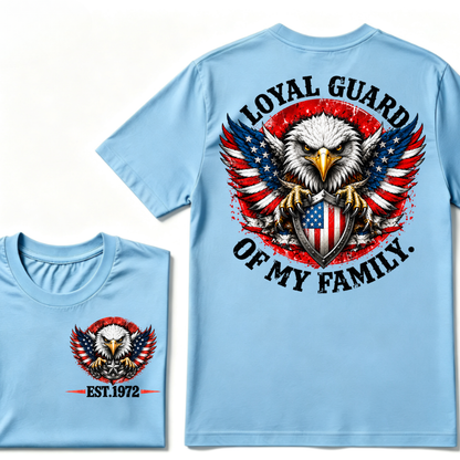 Loyal Guard Of My Family American Eagle USA Flag Patriotic T-Shirt EST.Year Family Protector Graphic Tee