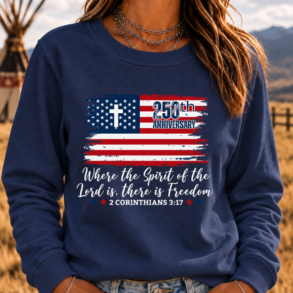 Christian America 250th Anniversary Sweatshirts, Distressed Jesus 4th Of July Shirt, American Flag Sweatshirts
