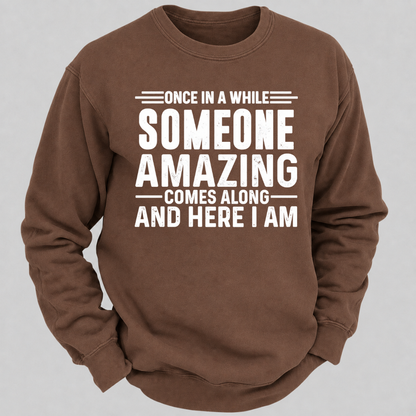 Once in a While Someone Amazing Comes Along and Here I Am Funny Graphic Sweatshirt