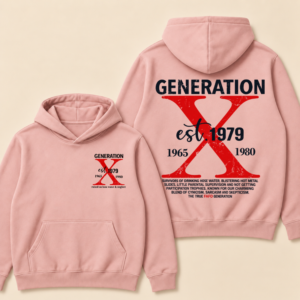 GENERATION X est. Year – Vintage Distressed Retro Hoodie Hoodie