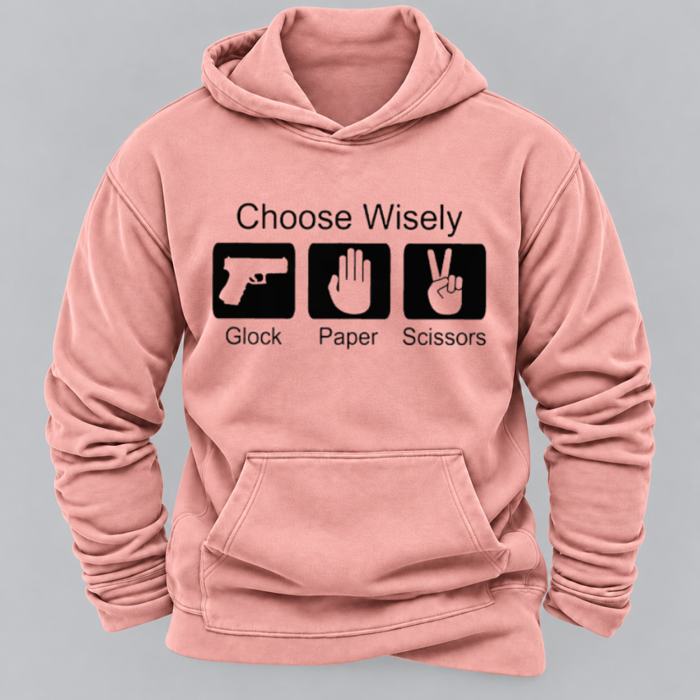 Choose Wisely Glock Paper Scissors Funny Gun Lover Graphic Hoodie