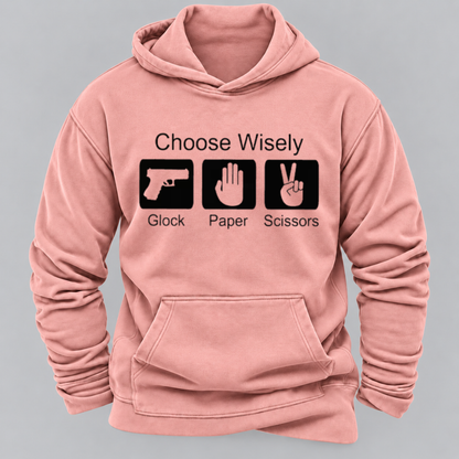 Choose Wisely Glock Paper Scissors Funny Gun Lover Graphic Hoodie