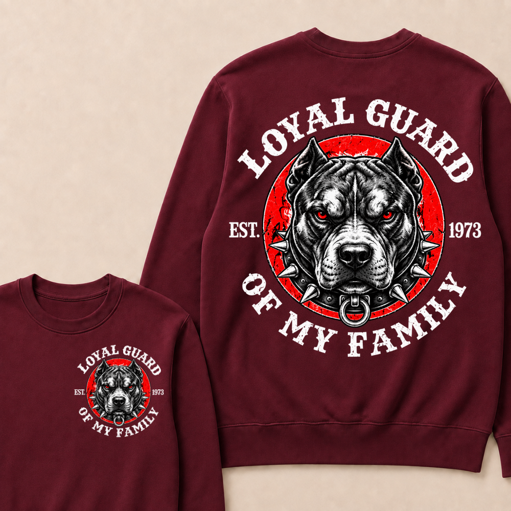 Loyal Guard Of My Family EST.Year Pitbull Dog Graphic T-Shirt Family Protector Sweatshirts