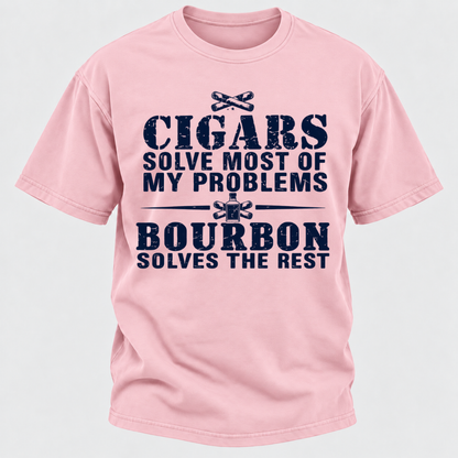 Cigars Solve Most Of My Problems Bourbon / Whiskey Does The Rest T-shirt