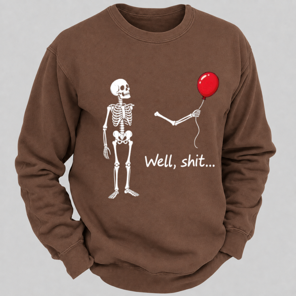 Funny Skeleton Red Balloon Graphic Sweatshirts
