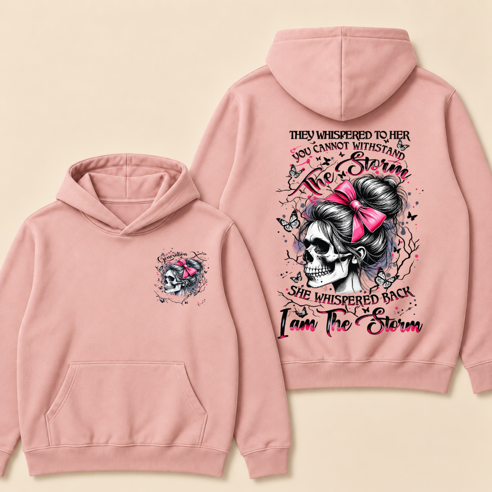 "I Am The Storm" – Generation X Pink Bow Skull Retro Hoodie