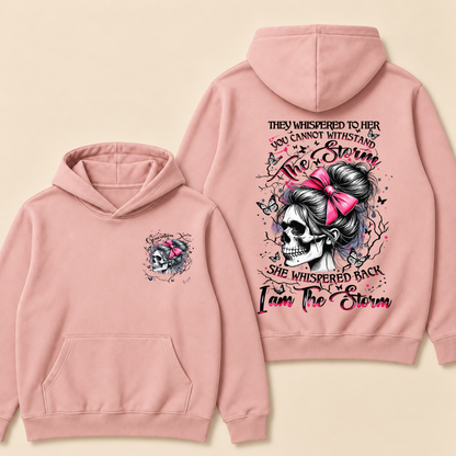 "I Am The Storm" – Generation X Pink Bow Skull Retro Hoodie