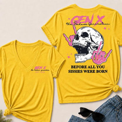 Custom Your Year Gen X – The Badass Generation V-Neck Tee