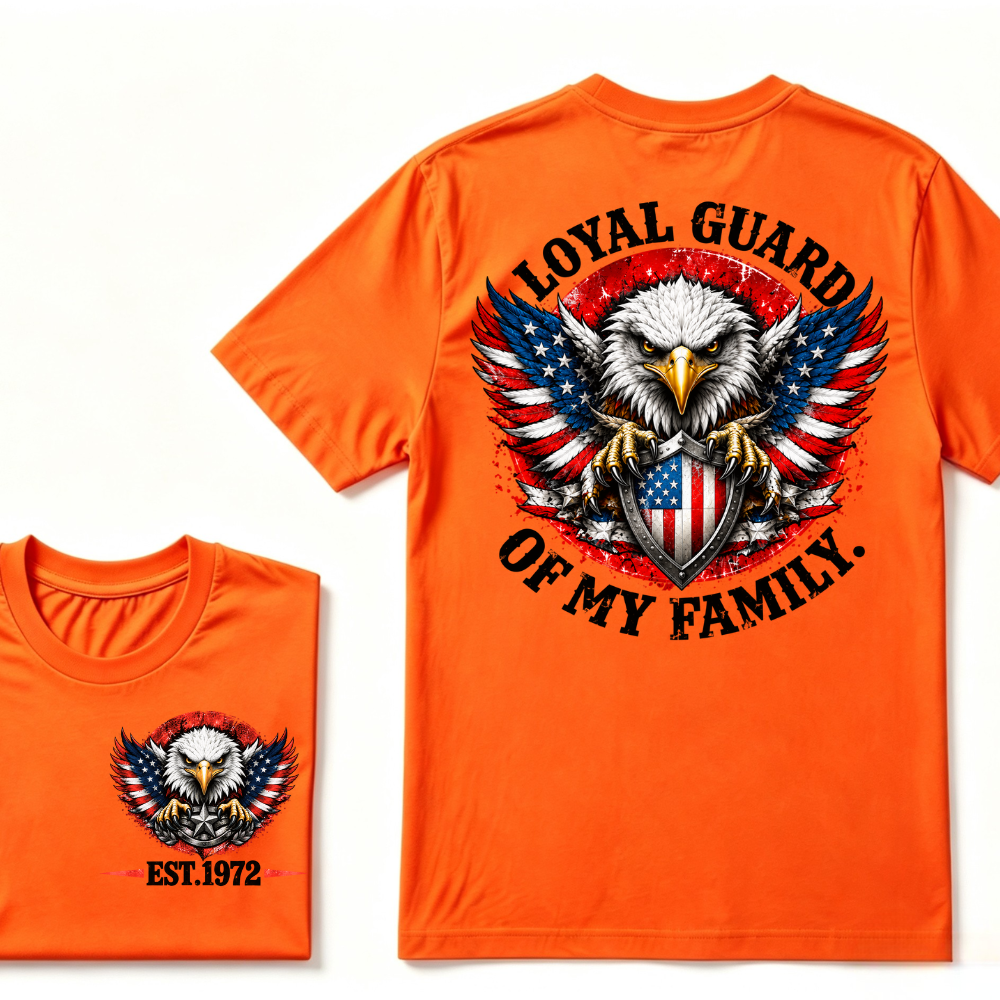 Loyal Guard Of My Family American Eagle USA Flag Patriotic T-Shirt EST.Year Family Protector Graphic Tee
