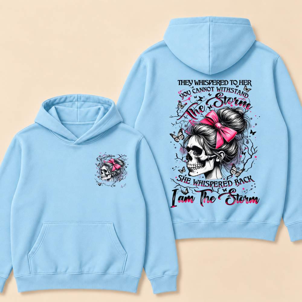 "I Am The Storm" – Generation X Pink Bow Skull Retro Hoodie