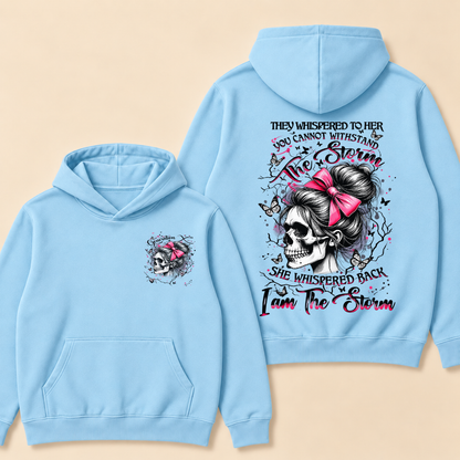 "I Am The Storm" – Generation X Pink Bow Skull Retro Hoodie