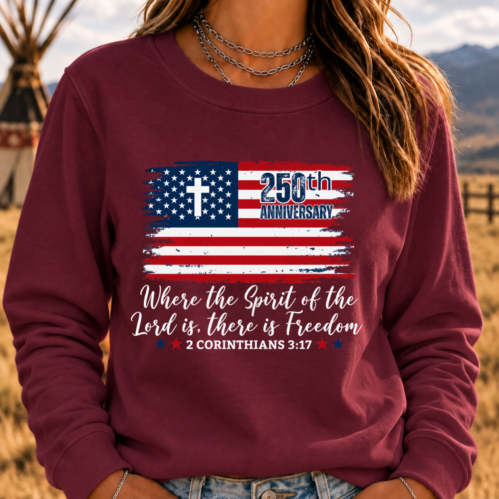 Christian America 250th Anniversary Sweatshirts, Distressed Jesus 4th Of July Shirt, American Flag Sweatshirts
