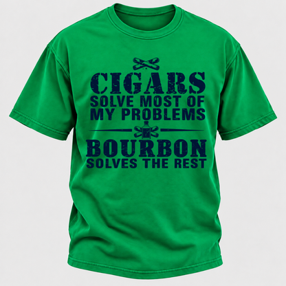 Cigars Solve Most Of My Problems Bourbon / Whiskey Does The Rest T-shirt