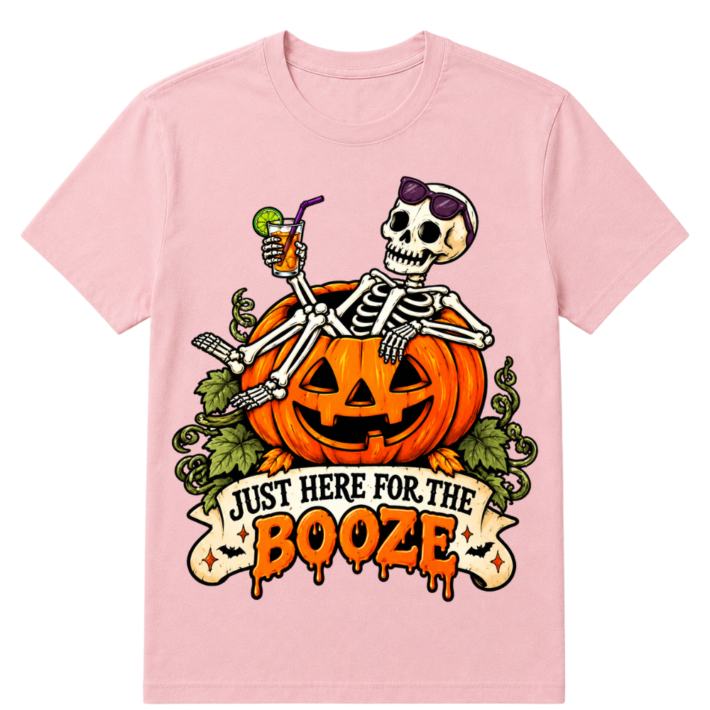 Just Here For The Booze T-Shirt, New Halloween Oversized Tee