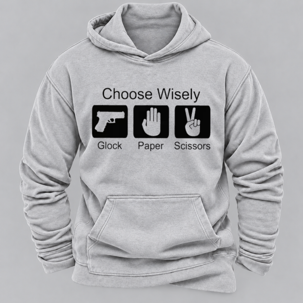 Choose Wisely Glock Paper Scissors Funny Gun Lover Graphic Hoodie
