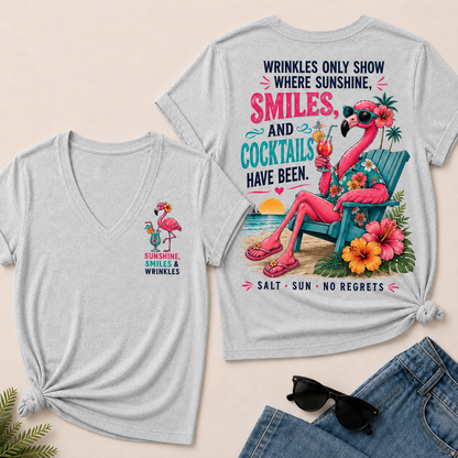 Wrinkles Only Show Where Sunshine, Smiles & Cocktails Have Been V-Neck T-Shirt